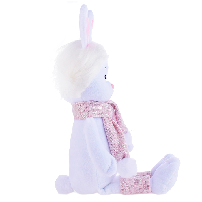 Зайка Зефирка, в шарфике и гетрах, 25см