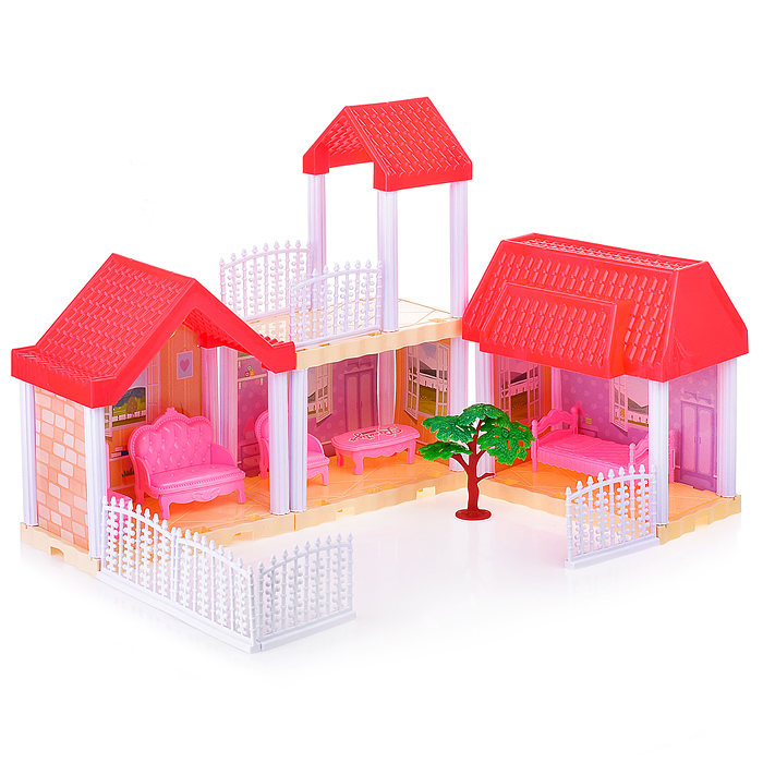 Домик для куклы 666-7S-1 "Сказочная вилла" на батарейках, в коробке