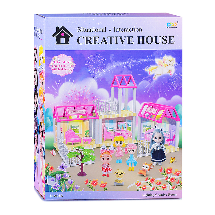 Домик для куклы 666-7S-1 "Сказочная вилла" на батарейках, в коробке