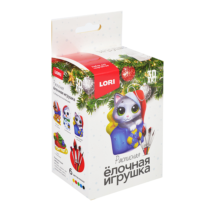 Елочная игрушка под роспись "Новогодний котенок" 3D Art.