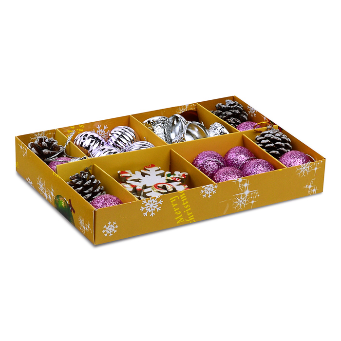 Набор новогодних украшений S1607 "Новогодний шарм" (3см.* 24шт.)