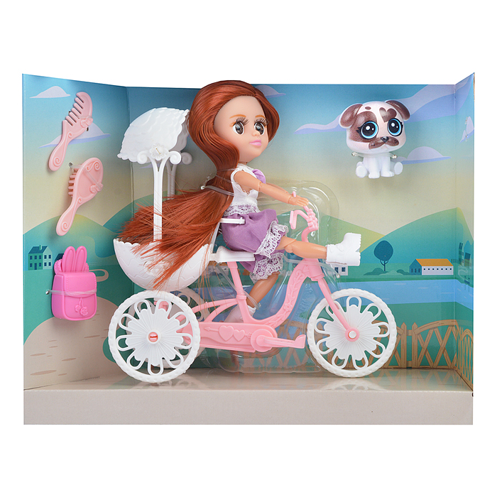 Кукла RR012 "Велопрогулка" с аксессуарами, в коробке