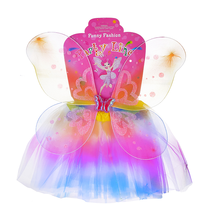 Набор "Крылья карнавальные" S1529 Яркая фея (ободок, крылья, палочка, юбка) в пакете