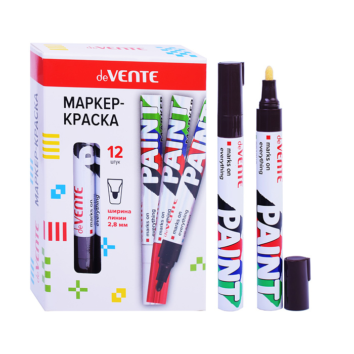 Маркер-краска коричнева круглый алюминиевый корпус, с клипом, нитро-основа, пулевидный наконечник, ш