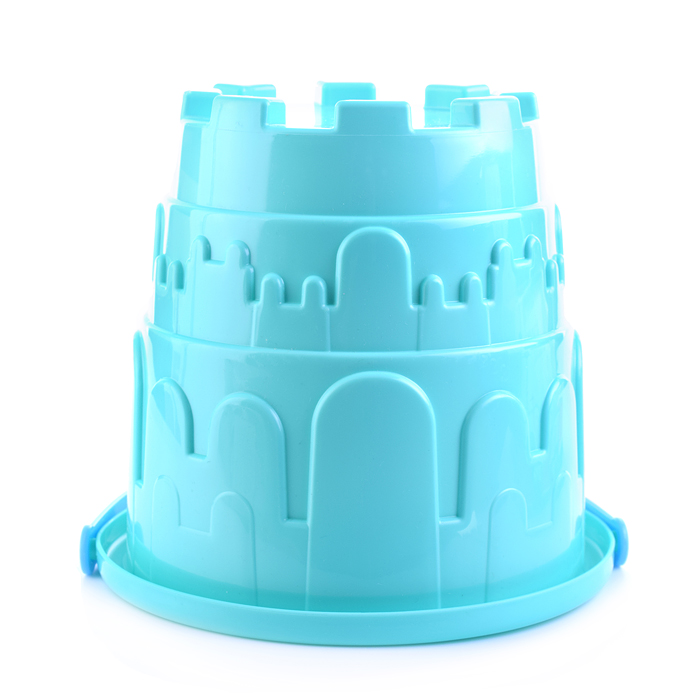 Набор №527: ведро-замок большое, лопатка №5, грабельки №5, формочки (тигр + мамонт + динозавр №1 + д