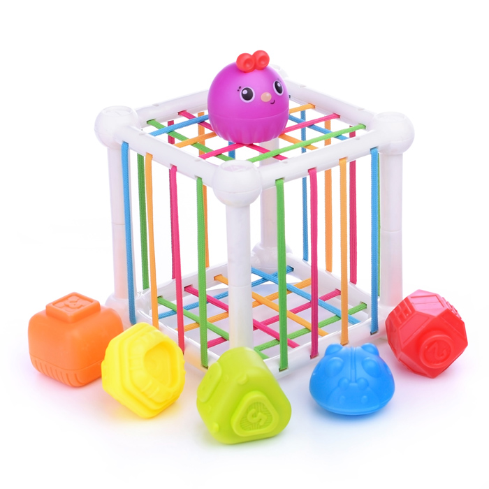 Сортер тактильный YL1303B "Гусеница" с развивающими фигурками, в коробке