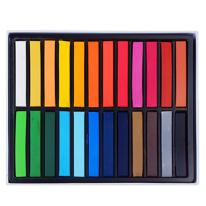 Пастель сухая художественная мягкая 24 цвета, квадратное сечение 65x10 мм, в картонной кор