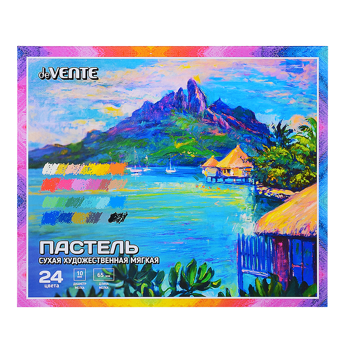 Пастель сухая художественная мягкая 24 цвета, квадратное сечение 65x10 мм, в картонной кор