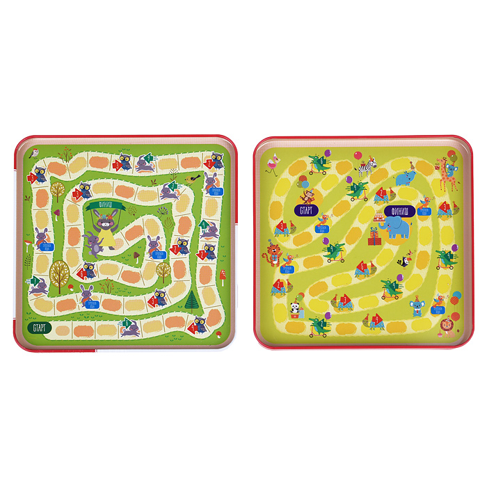 Игры магнитные "Приключения зайчонка. День рождения слонёнка" (жестяная коробочка)