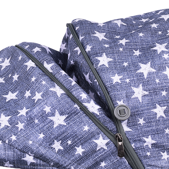 Коляска комбинированная "Наши детки 6" джинс со звездами (серый каркас)