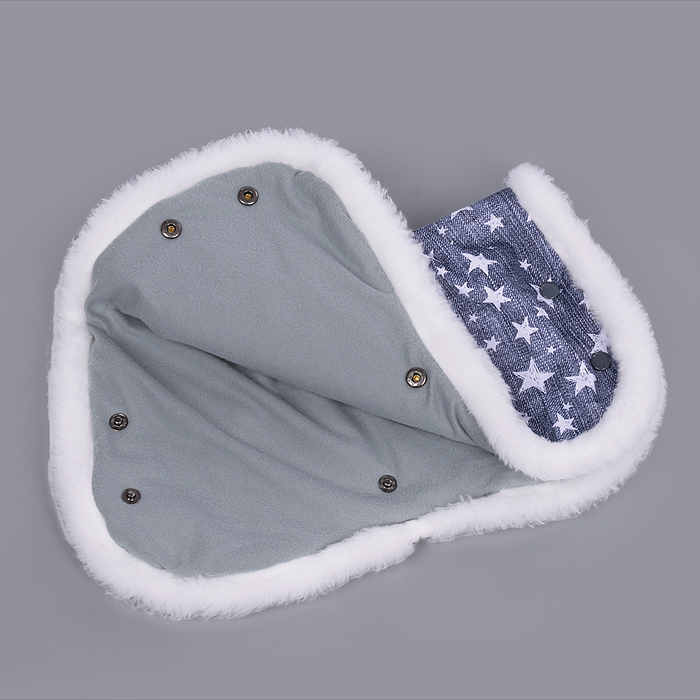 Коляска комбинированная "Наши детки 6" джинс со звездами (серый каркас)