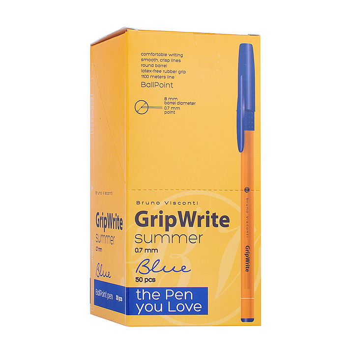 Фото к товару Ручка "GripWrite Summer" шариковая 0.7 мм, синяя Ручка "GripWrite Summer" шариковая 0.7 мм, синяя
