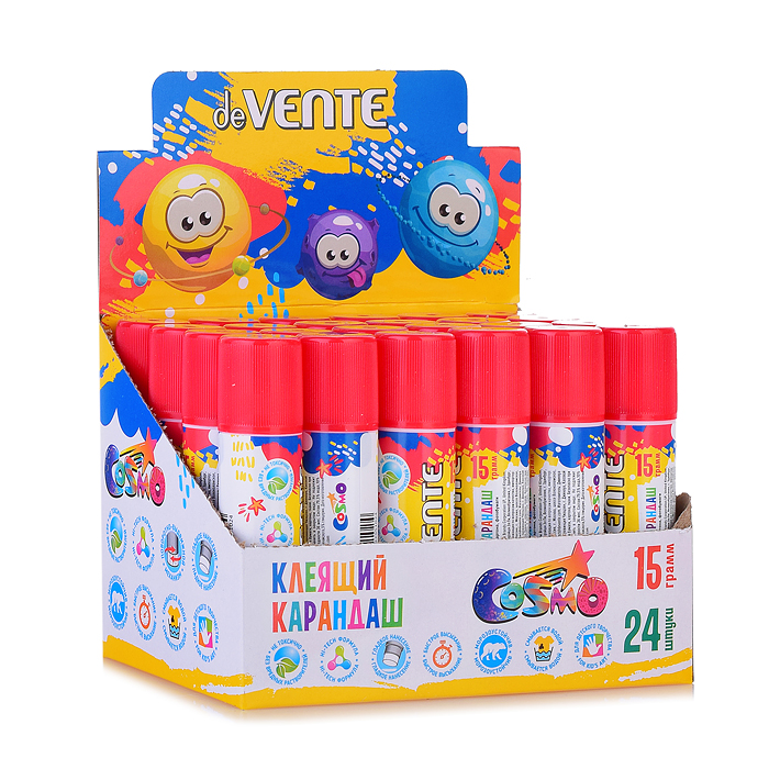 Клеящий карандаш PVA основа "Cosmo" 15 г в картонном дисплее с пластиковым поддоном