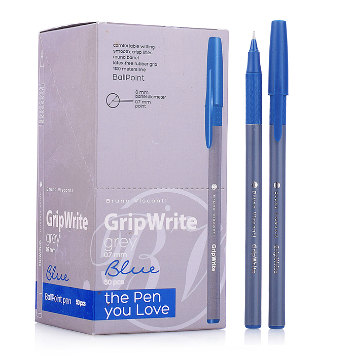 Ручка "GripWrite Grey" шариковая 0.7 мм, синяя
