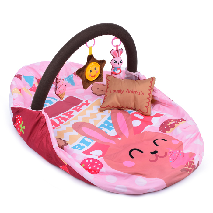 Детский развивающий коврик 66527 "Зайка" с защитной вуалью, со звуком, в коробке