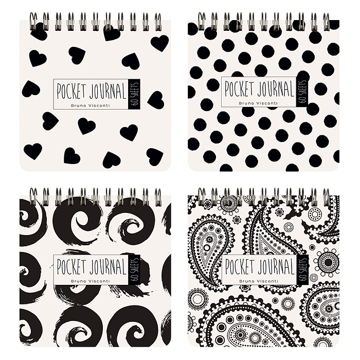 Блокнот "Pocket journal" 105 х 105 мм, 60 л. на гребне "Black&white"