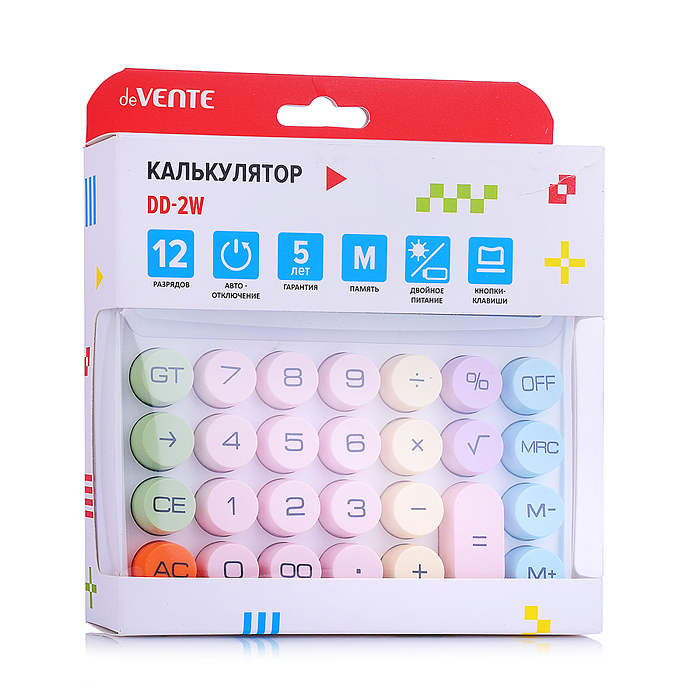 Калькулятор настольный DD-2, 150x145x35 мм, 12 разрядный, двойное питание, работа с память