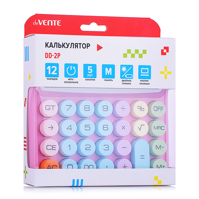 Калькулятор настольный DD-2, 150x145x35 мм, 12 разрядный, двойное питание, работа с память