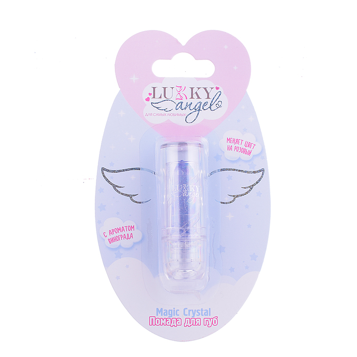 Блестящая помада Lukky Angel Magic Crystal меняющая цвет на розовый, цвет фиолетовый с блестками, с 