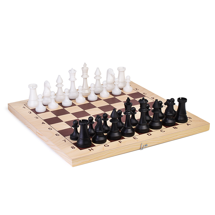 Шахматы гроссмейстерские пластиков с деревянной доской (фигуры пластик) высота короля 105мм, пешки 