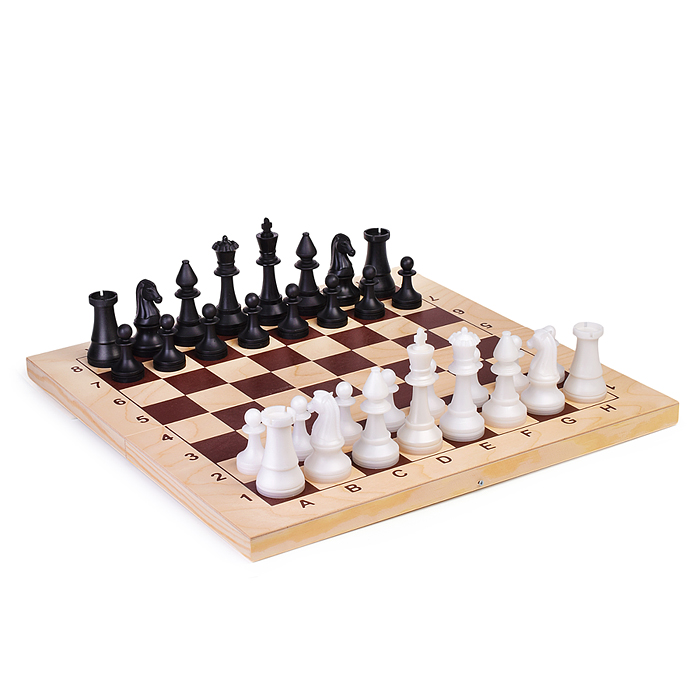 Шахматы гроссмейстерские пластиков с деревянной доской (фигуры пластик) высота короля 105мм, пешки 