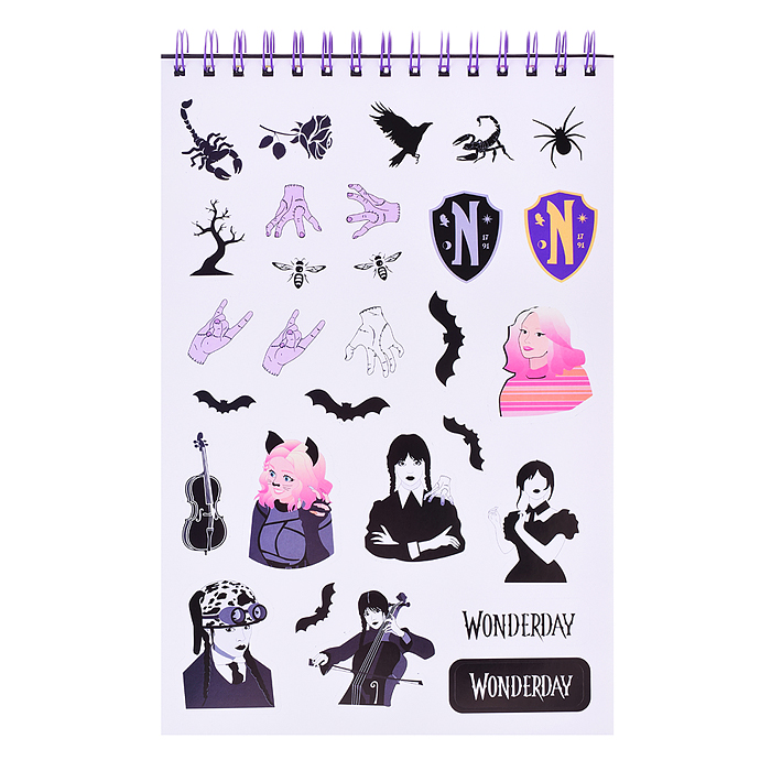 Творческий блокнот cо стикерами и переводными татуировками A4. Wonderday.