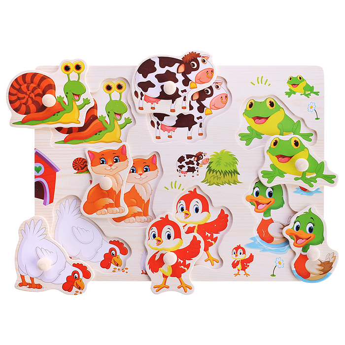 Пазл-вкладыш D1648 "Веселые животные"