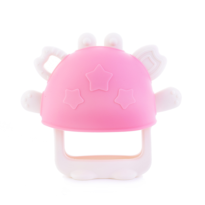 Силиконовый прорезыватель на руку "Крабик", розовый