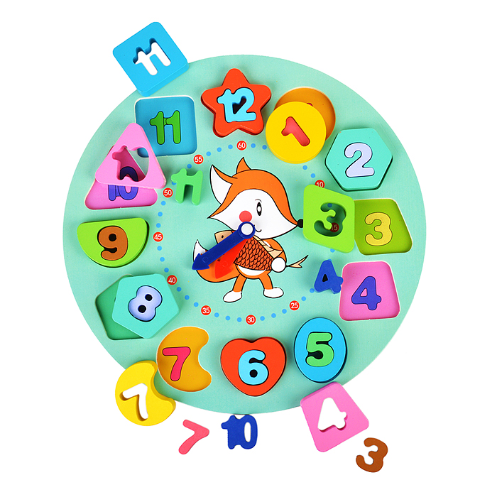 Пазл-вкладыш D1528 "Веселые часики" в коробке