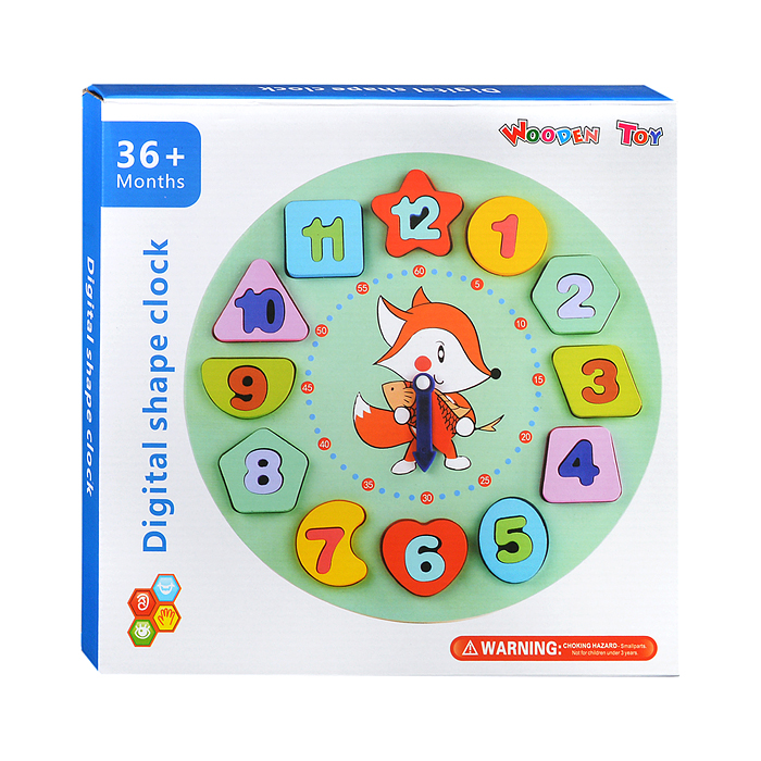 Пазл-вкладыш D1528 "Веселые часики" в коробке