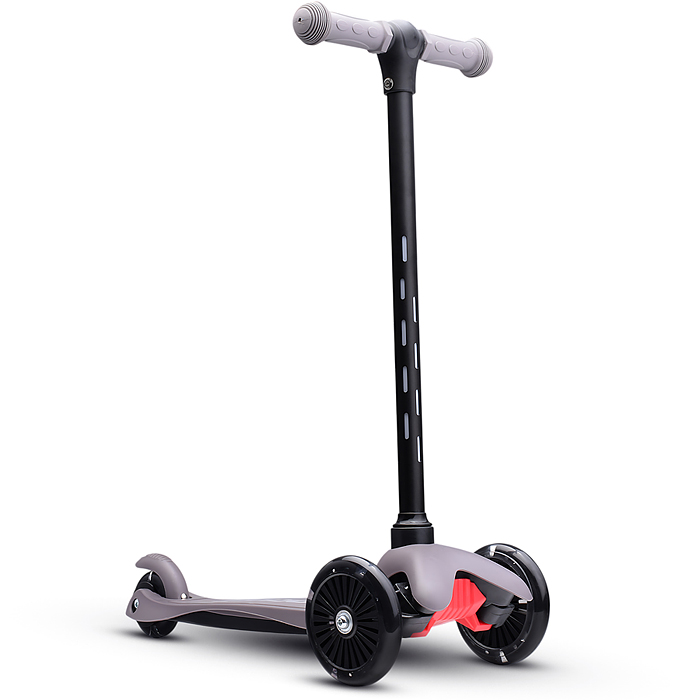 Самокат 3-х колесный ROCKET,колеса PU со светом, светящаяся стойка, ABEC 7, серый