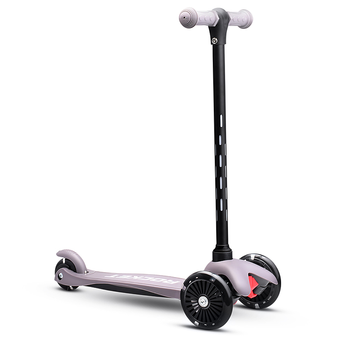 Самокат 3-х колесный ROCKET,колеса PU со светом, светящаяся стойка, ABEC 7, серый