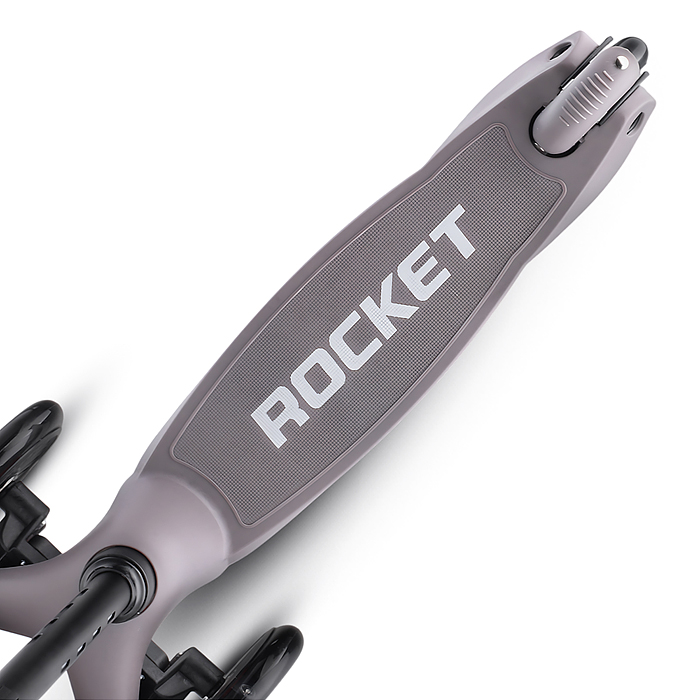 Самокат 3-х колесный ROCKET,колеса PU со светом, светящаяся стойка, ABEC 7, серый