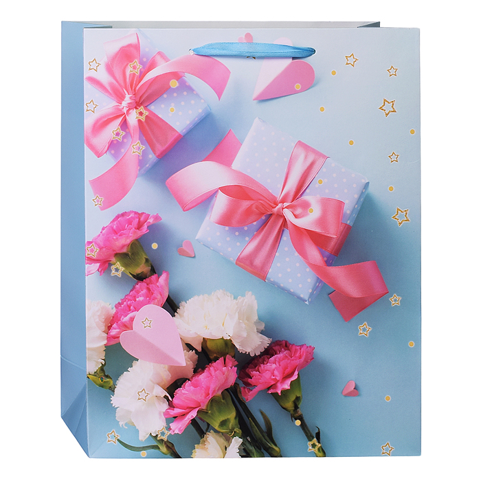 Пакет подарочный 00-6301 "Цветы" 26*32*10,5 см.