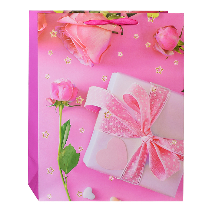 Пакет подарочный 00-6301 "Цветы" 26*32*10,5 см.