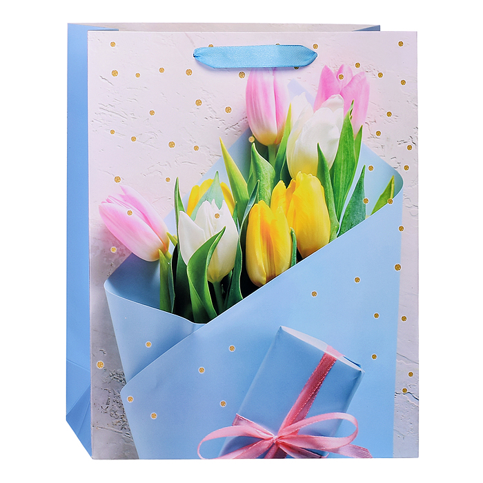 Пакет подарочный 00-6301 "Цветы" 26*32*10,5 см.