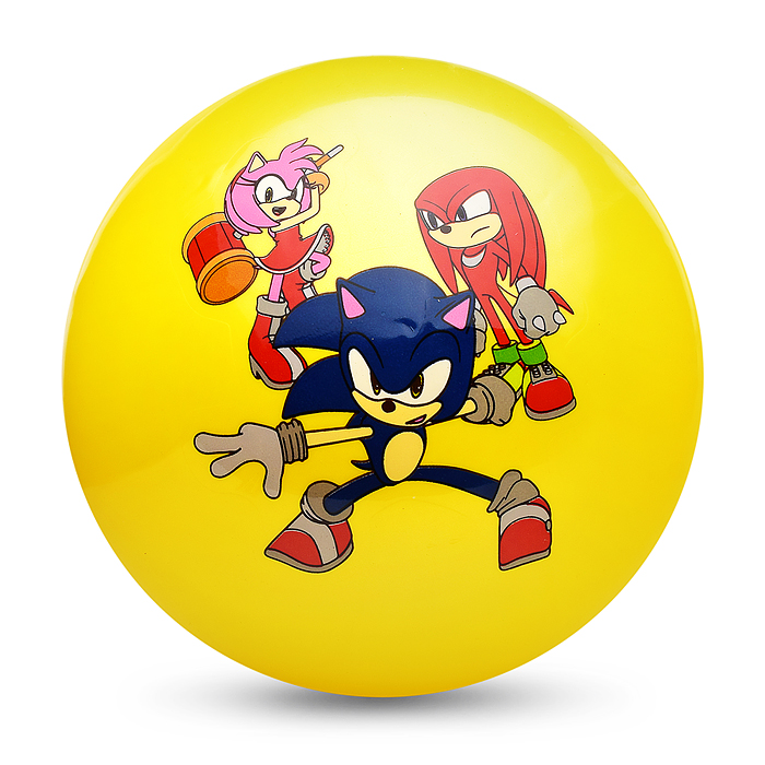 Фото к товару Мяч пвх 23 см "Соник" с наклейкой, в сетке Мяч пвх 23 см "Соник" с наклейкой, в сетке