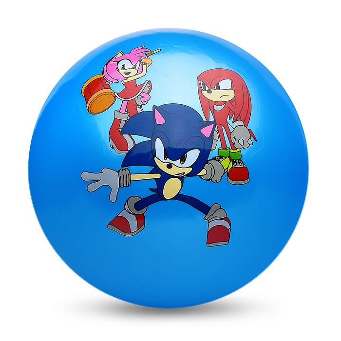 Фото к товару Мяч пвх 23 см "Соник" с наклейкой, в сетке Мяч пвх 23 см "Соник" с наклейкой, в сетке