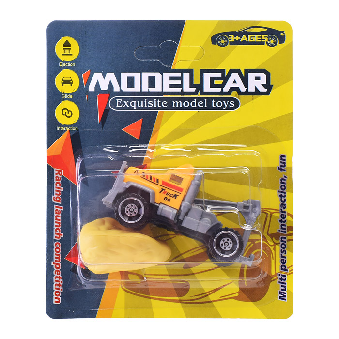 Машина S119-7 желтая, с камнем, на листе