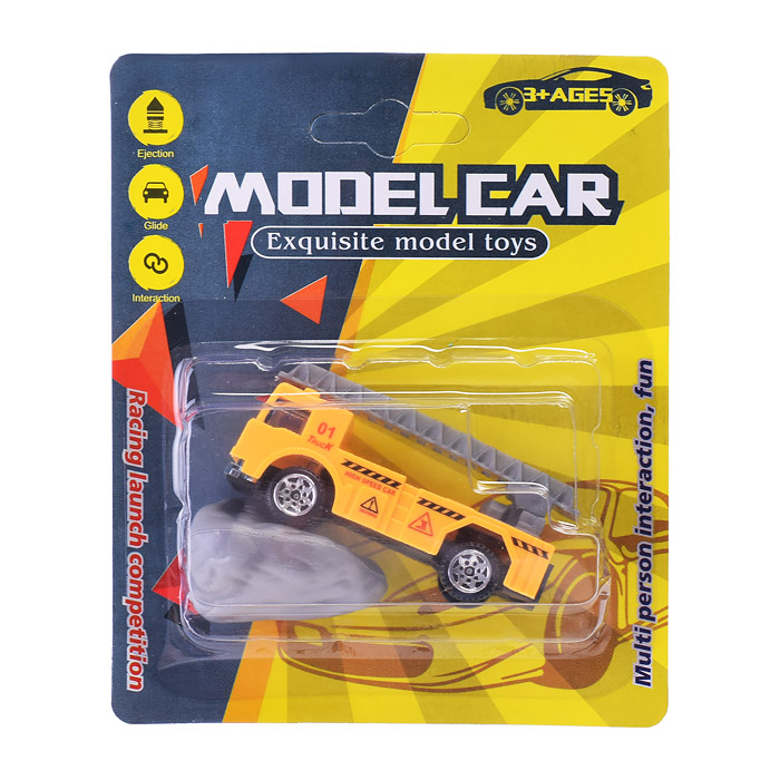 Машина S119-7 желтая, с камнем, на листе