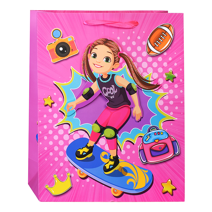 Пакет подарочный 00-6304 "Спортивные детки" 26*32*10,5 см.