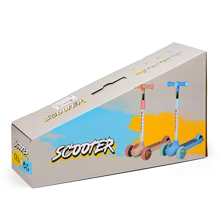 Самокат U001568Y 3-х. кол., колеса световые PU, желтый, в коробке