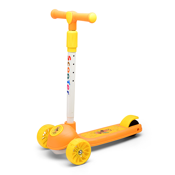 Самокат U001568Y 3-х. кол., колеса световые PU, желтый, в коробке