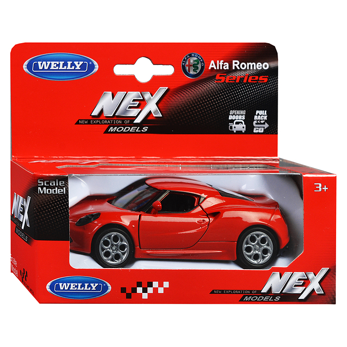 Фото к товару Машинка 1:38 Alfa Romeo 4C, пруж. мех., цв. в асс. Машинка 1:38 Alfa Romeo 4C, пруж. мех., цв. в асс.