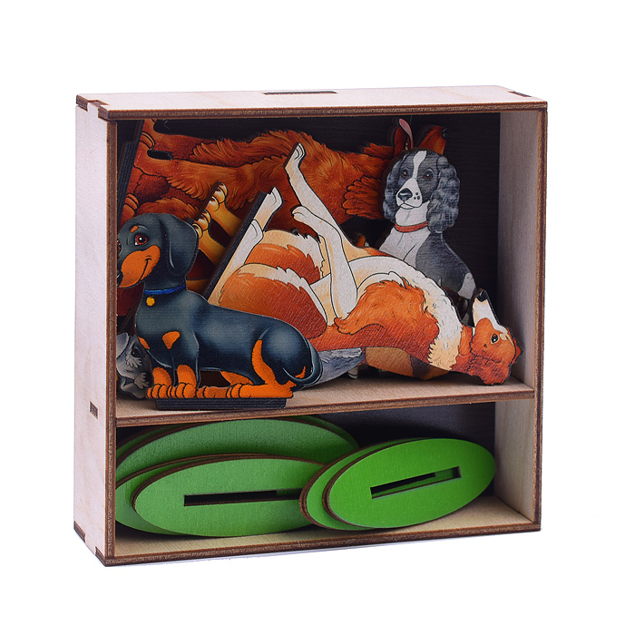 Игровой набор в коробке "Собаки охотничьи" (дерево)  