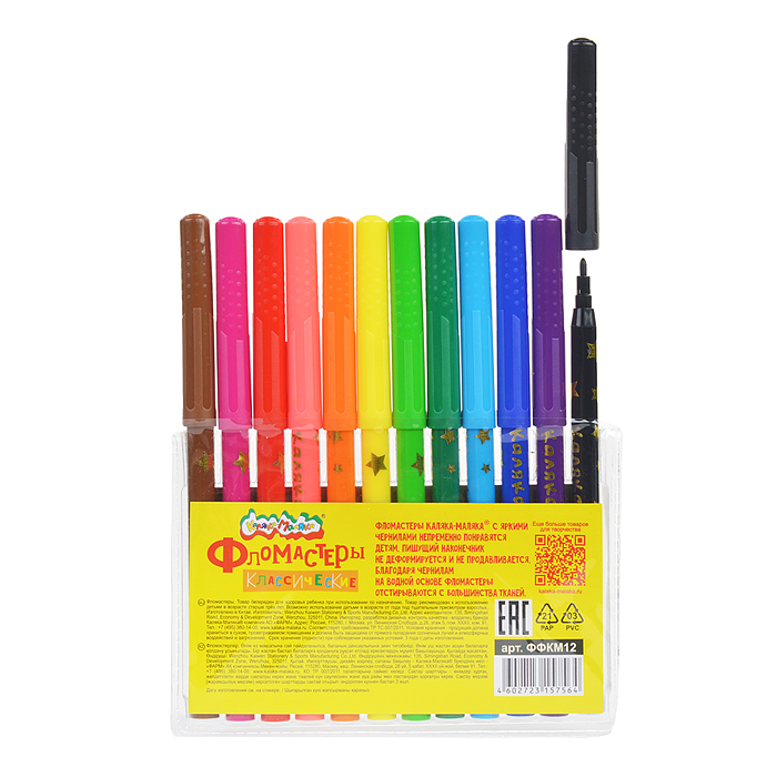 Фломастеры 12 цв. "Зайчики" классические, кругл. корп. легкосмываемые блист. упак. прин