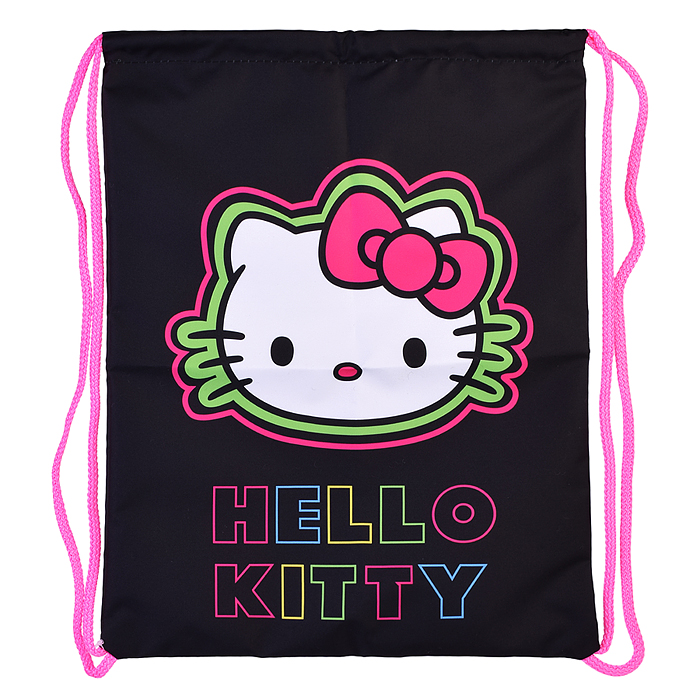 Мешок для обуви "Hello Kitty Neon" 1 отделение, 330*420 мм+ петля для подвеса, полиэстер 210 де