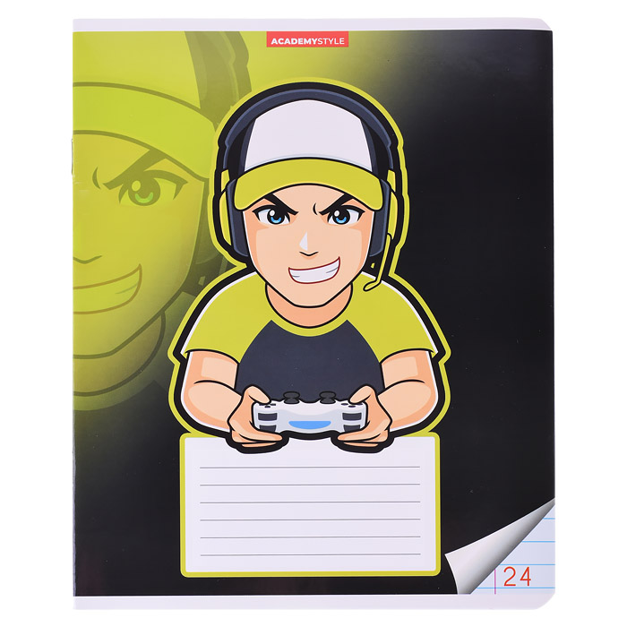 Тетрадь 24л линейка А5 полн УФ лак "Геймер"