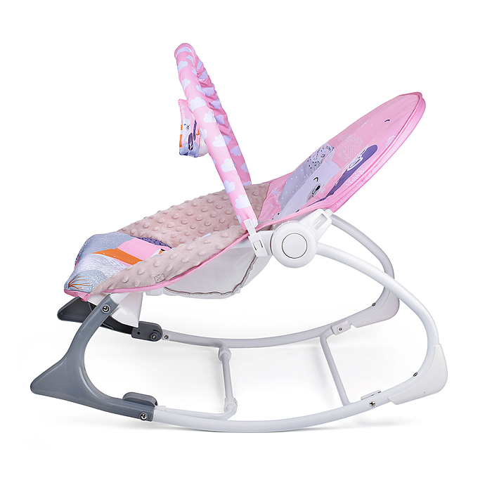 Шезлонг детский 615-3M "Белый мишка" музыка, вибрация, в коробке