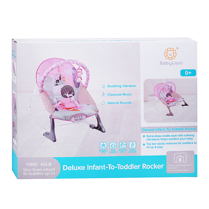 Шезлонг детский 615-3M "Белый мишка" музыка, вибрация, в коробке